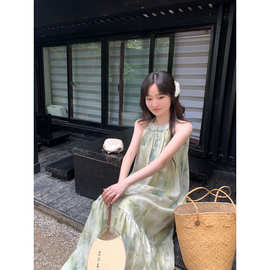 2025新中式国风立领碎花连衣裙子女温柔长裙