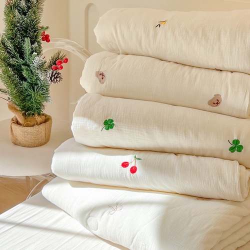 Export Category A Baby Grade Pure Cotton Double Layer Gauze Summer Cool Blanket Children 100% Cotton Soybean Air Conditioning Blanket Summer Blanket Spring and Autumn Thin Blanket