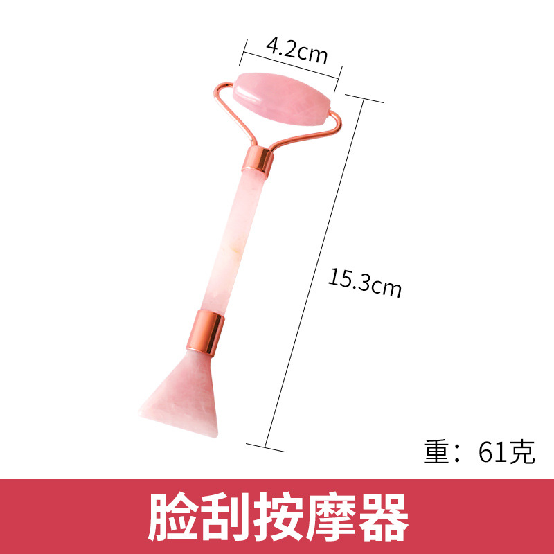 Herramienta de Jade Rosa para Masaje Facial, Forma de Pez y Triángulo