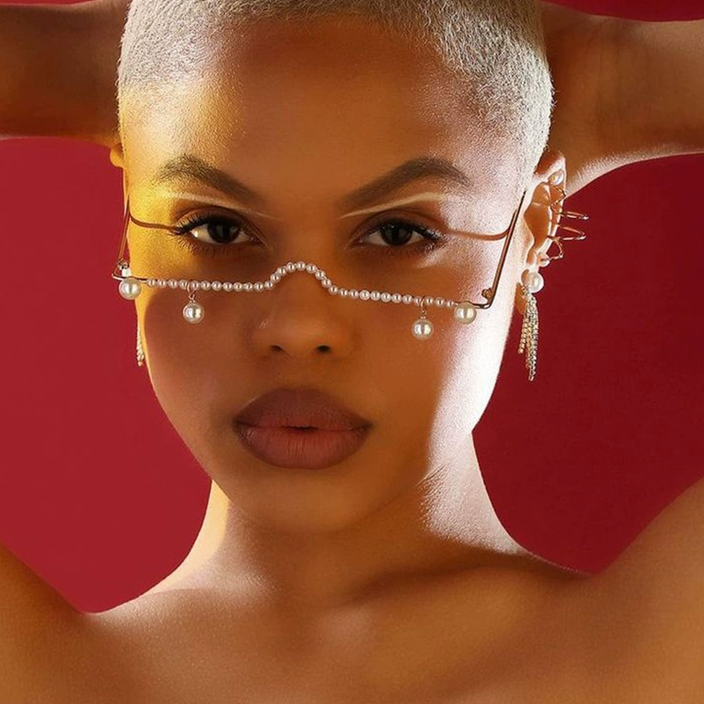 AliExpress горячие продажи жемчужные очки оправа простая ниша высокого смысла интернет знаменитости уличная съемка лица украшения кадры