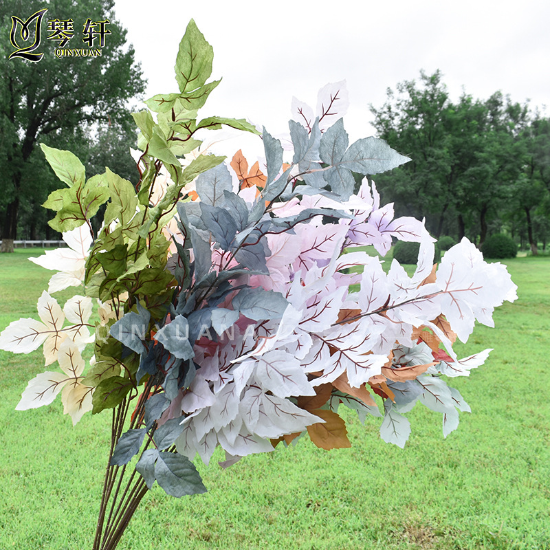 Bluebird Leaf Artificial Flower Wedding Decoration Green Plant Fake Flower Wholesale Home Soft Decoration Ceiling Flower Path Guide Leaf Material 