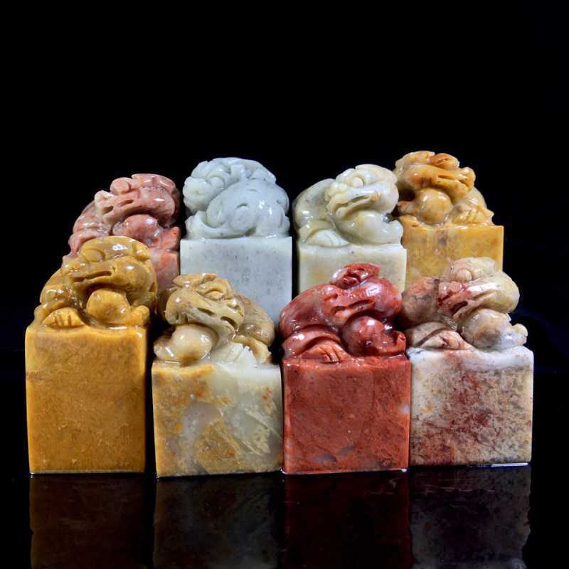 (2개) SHOUSHAN STONE 고대 BEAST BUTTON SEAL MATERIAL FURONG LAOLING SEAL PAINTING 및 CALLIGRAPHY SEAL