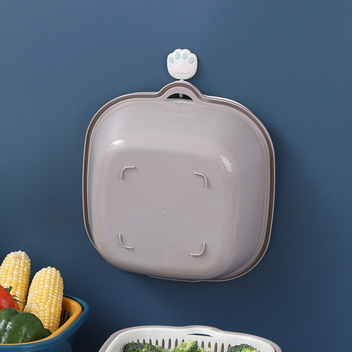 Double-layer Washing Basket for Kitchen, Household Plastic Drain Basket, Thick Vegetable Basin, Can Print LOGO, Living Room Fruit Plate