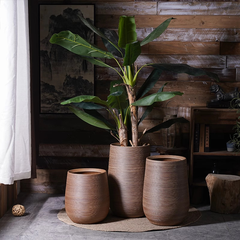 落地陶瓷花盆別墅庭院裝飾北歐大口徑發財樹高盆綠植大盆