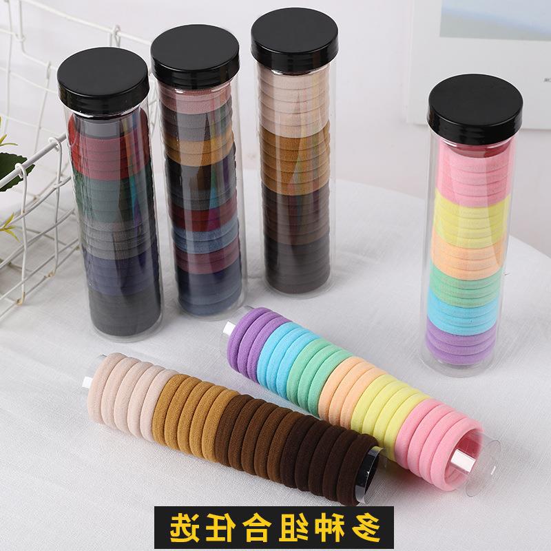 20 toalla enlatada banda de pelo alto elástico cuerda de cabeza sin costura moda banda de goma negra Shixi Cola de Caballo cuerda de pelo estilo coreano