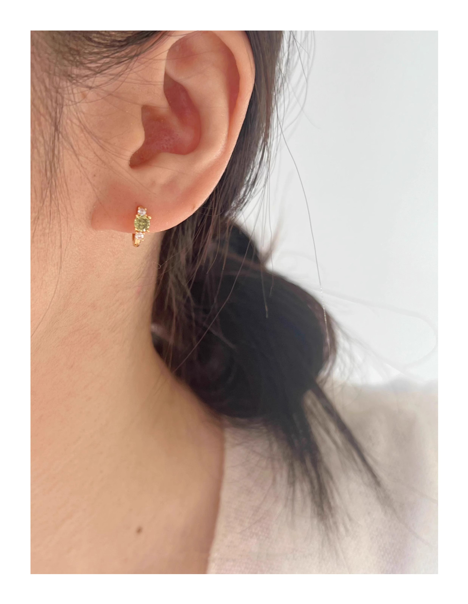 Boucles d'oreilles puce en zircon vert olive style chinois chic_voghion.com
