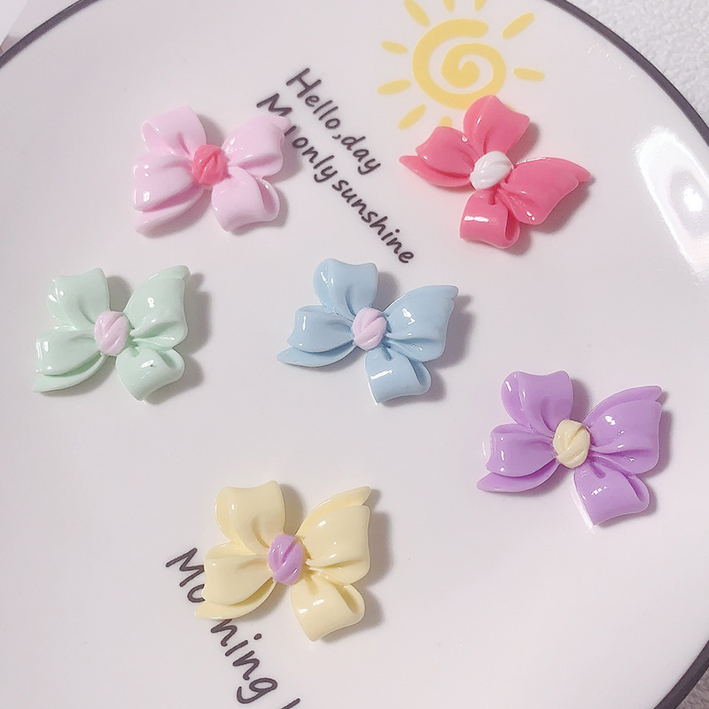 Nuevos accesorios de resina de bricolaje con lazo de color Macarons, geles de crema, accesorios para el cabello, pinzas para el cabello, agujeros en la carcasa del teléfono, hebilla del zapato