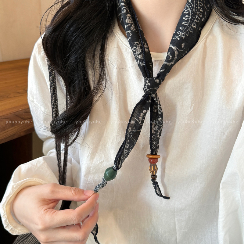 复古腰果花丝巾项链女轻奢高级感时尚领巾2025年新款发带腰间配饰|undefined