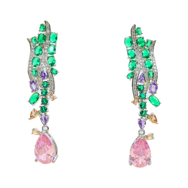 Elegant fuchsia earrings with zircon