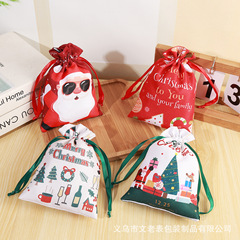 新しいクリスマスポリエステル布デジタル印刷巾着袋祝日パーティーキャンディー包装プレゼント収納袋