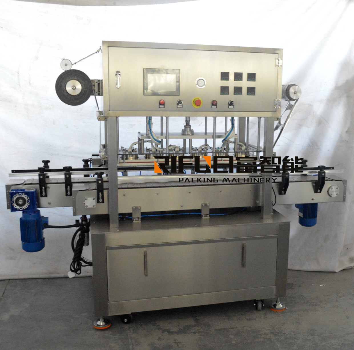 一出六卷膜封口机 湿巾桶封膜机 直线式封口设备 铝膜薄膜封口机