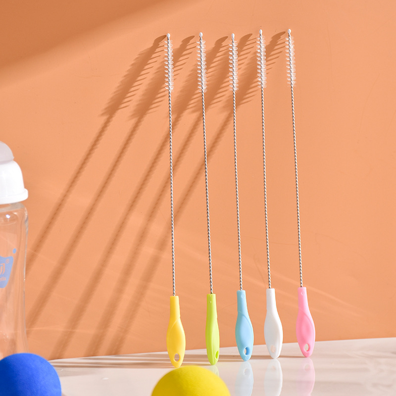 Baby Bottle Straw Brush, Special Cleaning Brush for Baby Water Cups and Straws, Plastic Brush, 304 Stainless Steel Cleaning and Decontamination Brush
