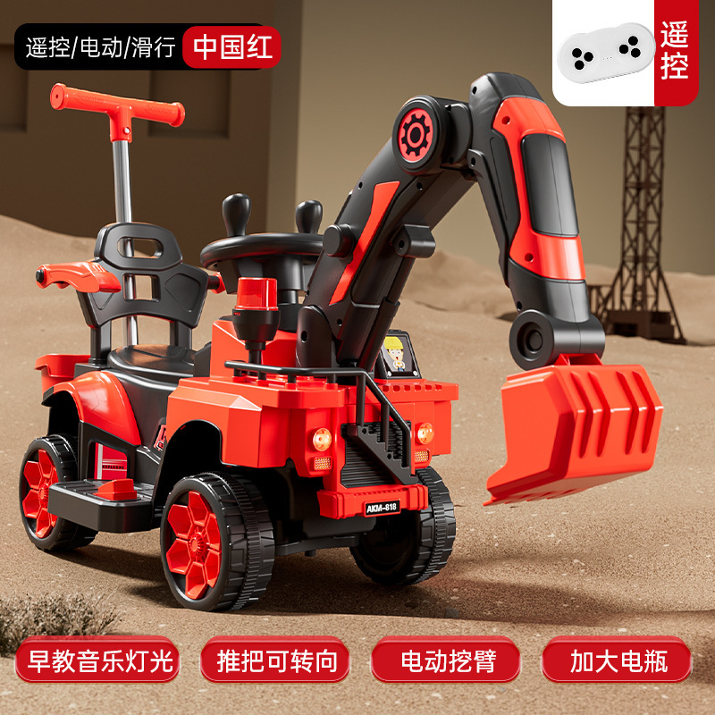Excavadora eléctrica para niños, coche de juguete para niños, excavadora eléctrica de control remoto, vehículo de ingeniería grande