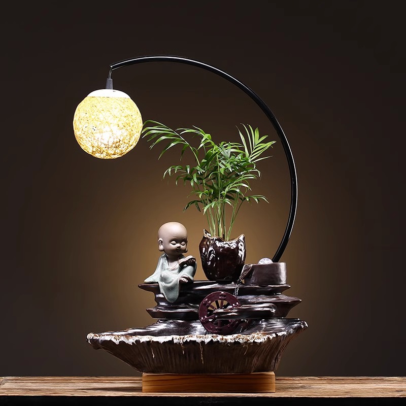 Creative Flowing Water Fortune-enhancing Ornaments For Living Room,Office Table,Home Fountain,Humidifier,Shop Opening Gift