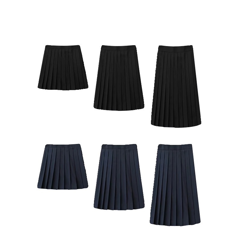 JK 유니폼 단색 주름 치마 짧은 중간 길이 스커트 학생 대학 스타일 올 매치