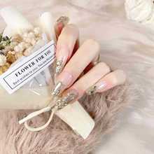 龙年限定龙鳞纯手工穿戴甲爆闪香槟钻气质显白新年款精品美甲贴