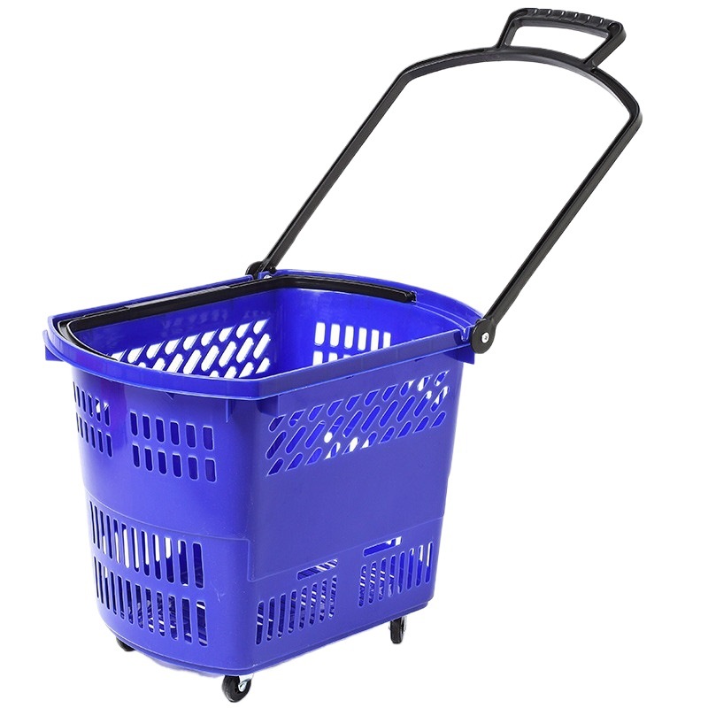 Cestas de compras de supermercado Danding con ruedas de mano cesta de compras de bocadillos tienda de conveniencia gruesa carro de plástico de compras image 5