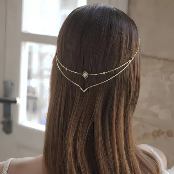 Cross-border New Rhinestone Double-layer Hair Chain Bohemian European and American Bridal Headwear Simple Headwear Hair Chain
