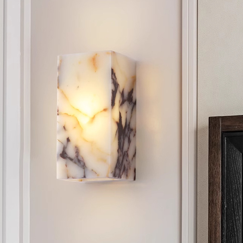 Marble Wall Lamp High-End Bedroom Bedside Living Room Background Wall Lamp Bathroom Toilet Treasure Texture Wall Lamp