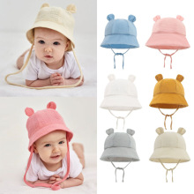 Spring Autumn Solid Color Soft Baby Bucket Hat Cotton跨境专