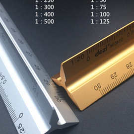 30cm三棱比例尺大小比例铝合金尺绘图金属服装设计高精度测量