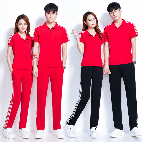 Walking Clothing Women's Short-sleeved Sportswear South Korea Silk Jiamusi suit Aerobics Square Dance Group Clothing Printing