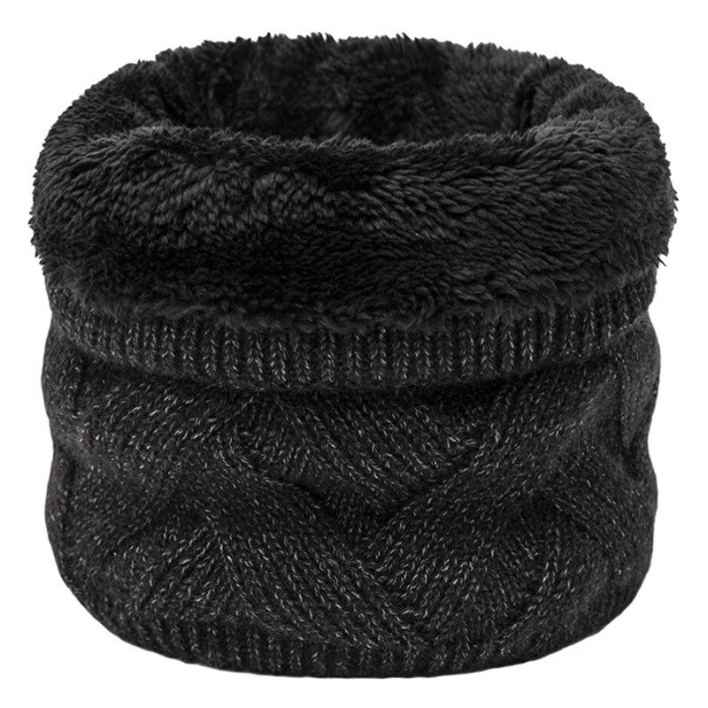 Autumn and Winter fleece-lined warm collar single ring pullover thickened fake turtleneck outdoor cold-proof neck protection knitted scarf for men and women