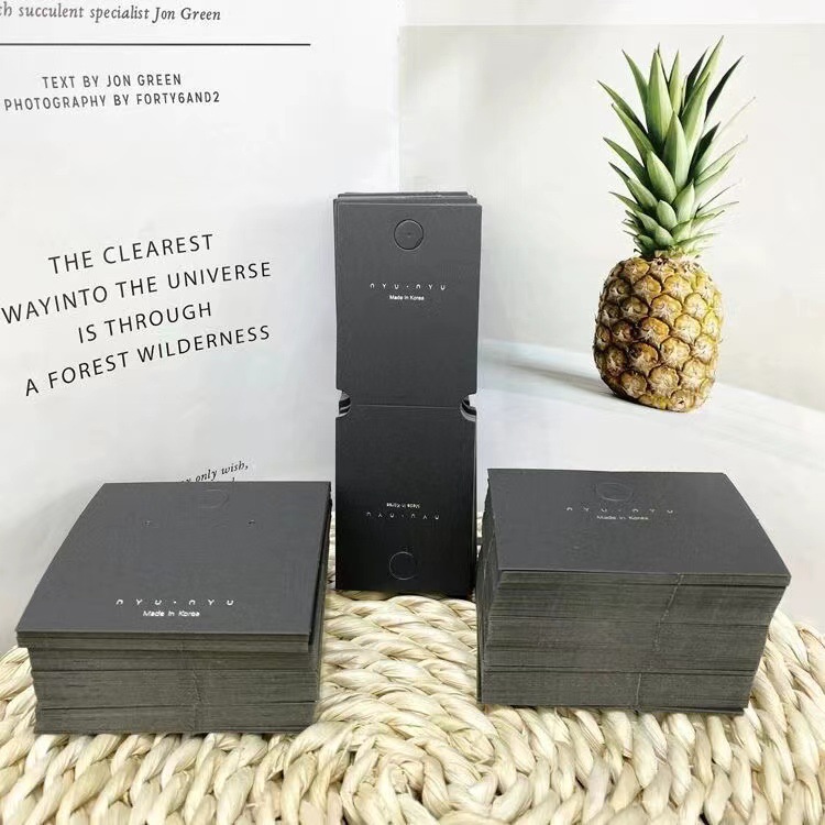 NYU高定黑卡纸耳环纸卡 项链包装卡片 皮绳卡片包装对折 饰品卡片