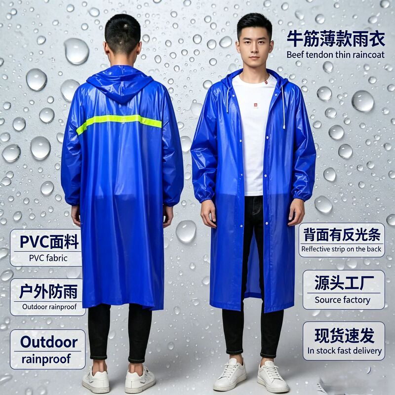 Foreign Trade Export Hiking Raincoat for Men, One-Piece Full-Body Windproof and Rainproof Long Workwear Pvc One-Piece Raincoat