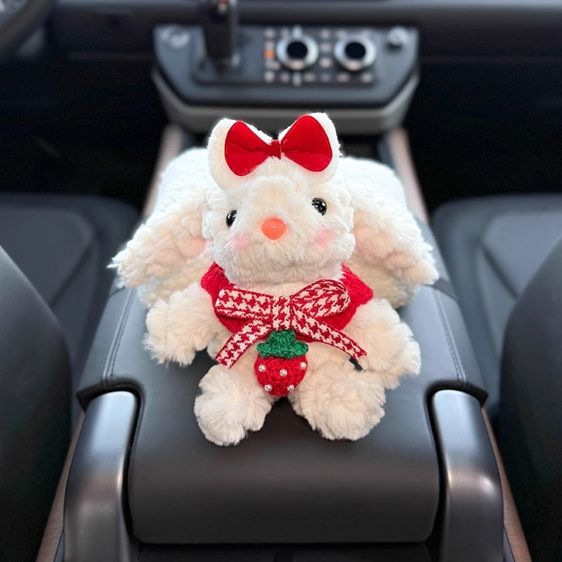 Caja de apoyabrazos de coche de conejo creativo caja de pañuelos de papel de dibujo almacenamiento en coche 2024 nuevo sentido muñeca de coche mujer