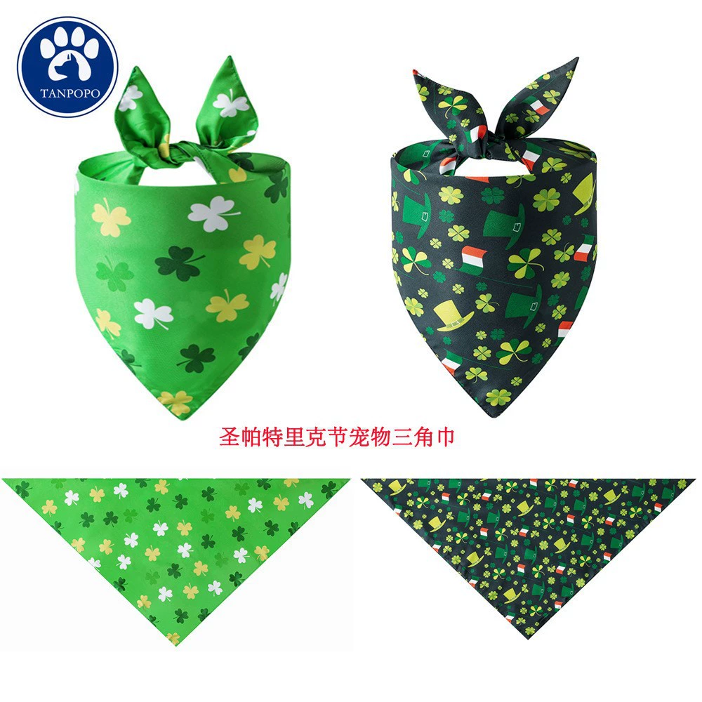 В наличии Новый ирландский фестиваль домашних животных треугольный шарф Green Hat Festival шарф для домашних животных Треугольный шарф на День Святого Патрика
