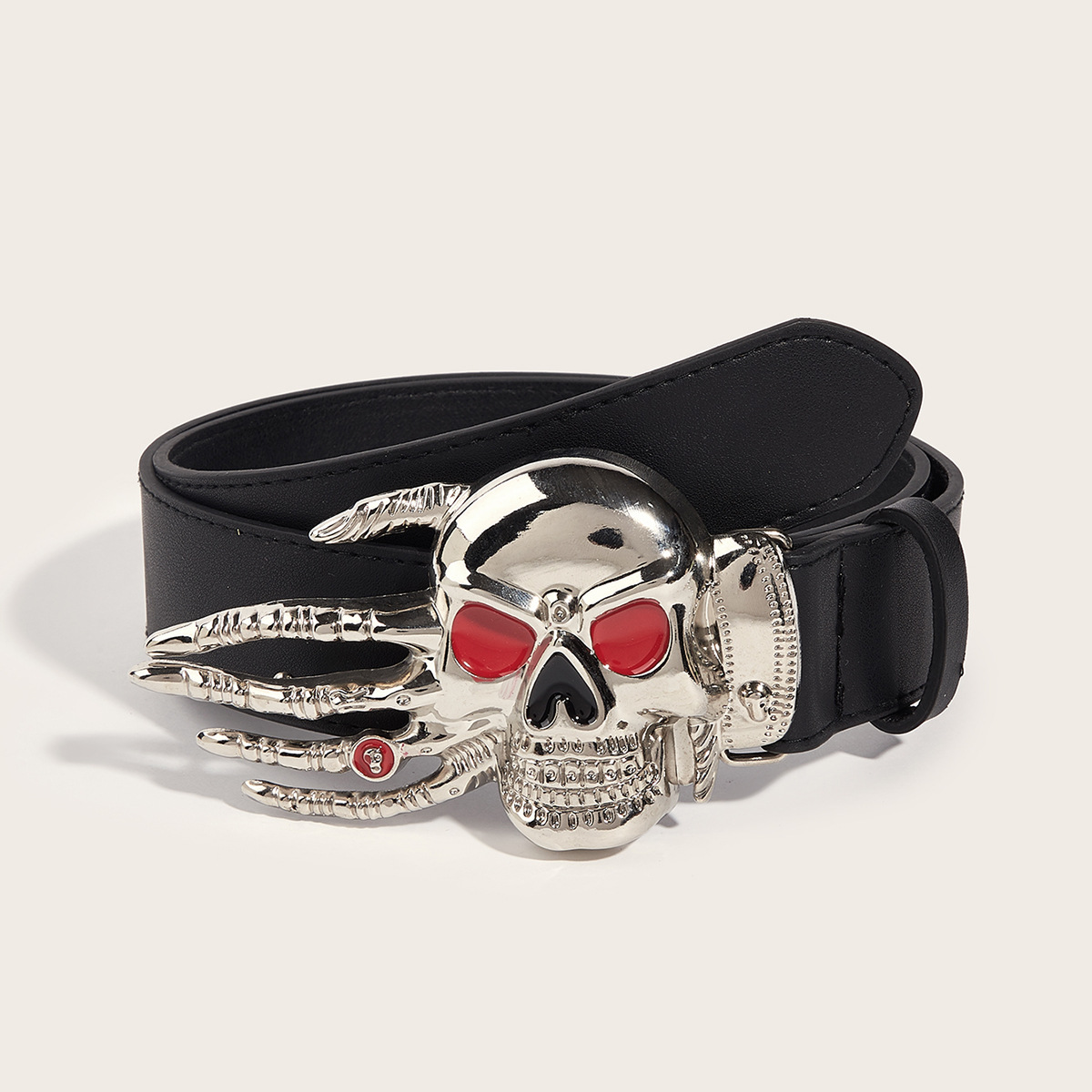 199g Weight Belt Classification 1 Piece Quantity Hip-Hop Exaggerated Punk Skull Pu Leather Alloy Unisex Leather Belts