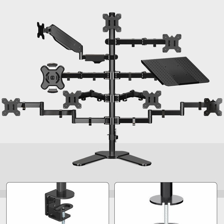 Individual Dual-Screen Multi-Screen Manual Monitor Stand with Four Connectors, DIY Mechanical Free Combination Arm Accessories