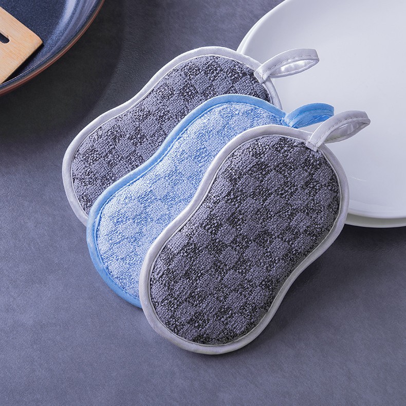 现货供应 洗碗八字形海绵擦 刷锅神器不粘油双面洗碗布抹布 双色