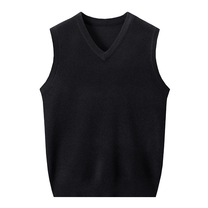 1 pieza de otoño e invierno chaleco de los hombres de color sólido con cuello en V de punto sin mangas suéter papá desgaste cálido chaleco engrosado chaleco image 10