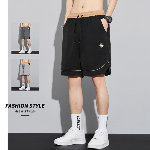 Men's Summer Thin Ice Silk Casual Versatile Basketball Sports Shorts Loose Work Pants Five-Finger Shorts