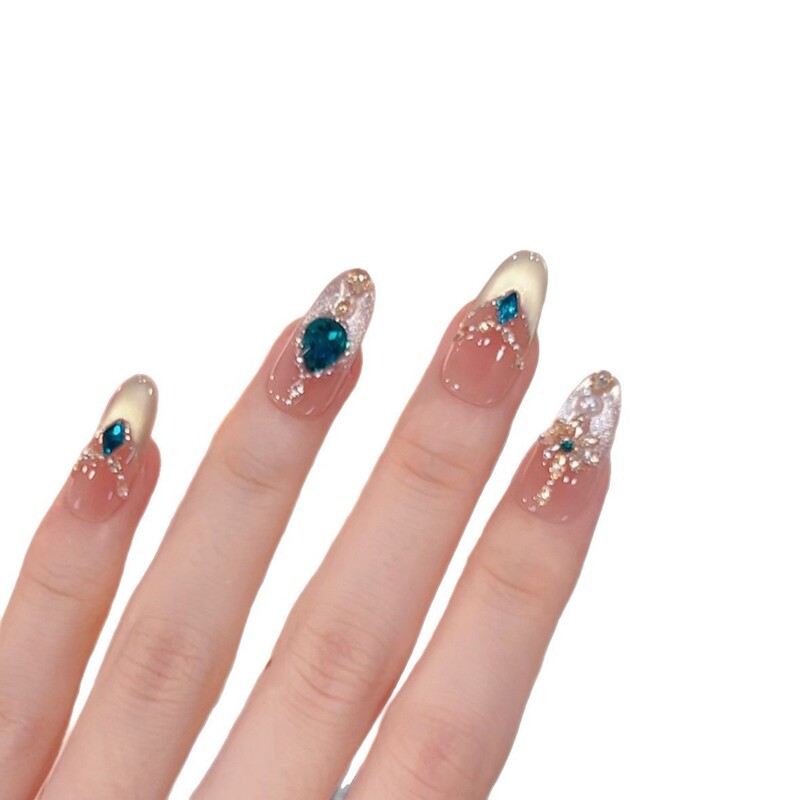 [Sky Blue] Purely Handmade High-Definition Cat-Eye Handmade Wearable Nails, Elegant Manicure, Versatile Fairy Style