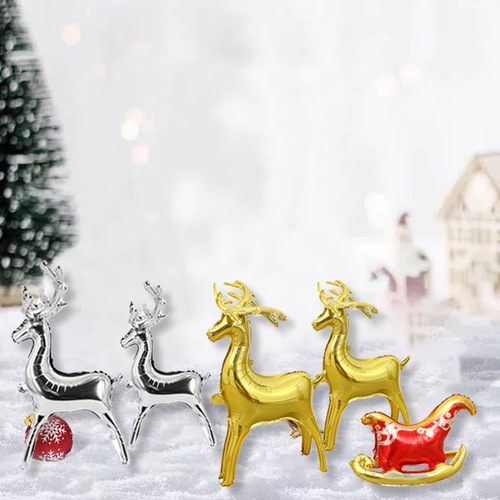 3D Santa Claus 3D Santa setup 3D reindeer sleigh decoration balloons Aluminum foil balloons Christmas balloons