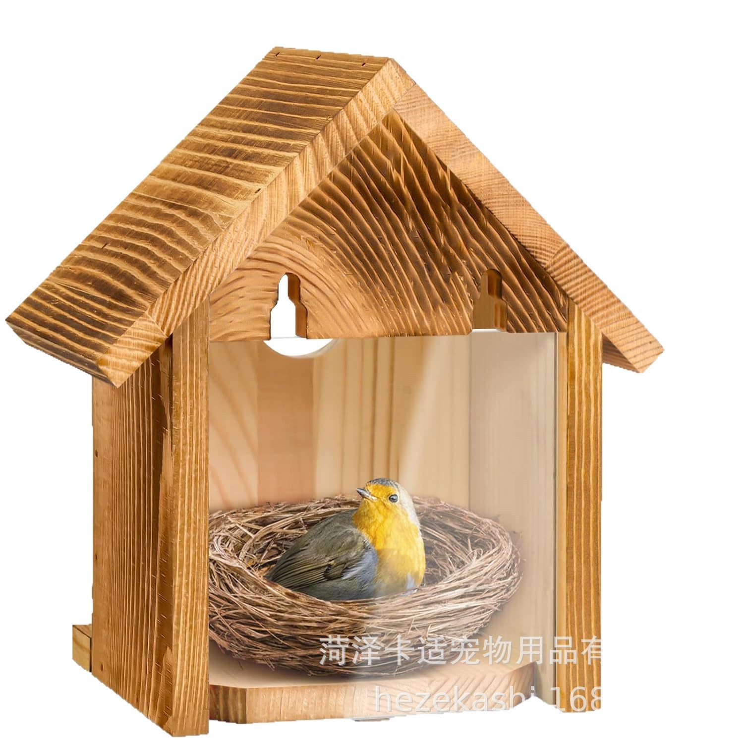 Nido de pájaros de madera ventana colgante al aire libre transparente mascota alimentador de pájaros jardín decoración de madera maciza colgante DIY nido de pájaros