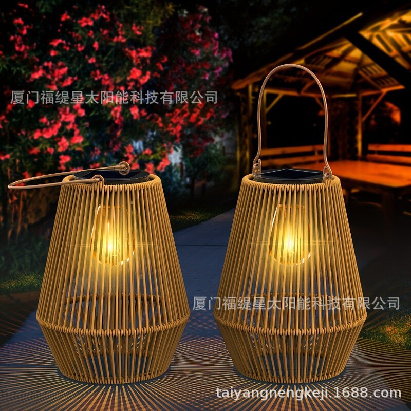 Cross-border solar rattan lantern courtyard garden villa decorative landscape features national style lantern plastic rattan lantern Cross-border solar rattan lantern courtyard garden villa decorative landscape features national style lantern plastic rattan lantern