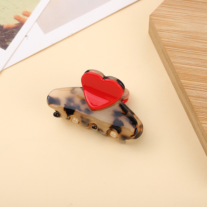 Sweet Heart Shape Acetic Acid Sheets Hair Claws display picture 2