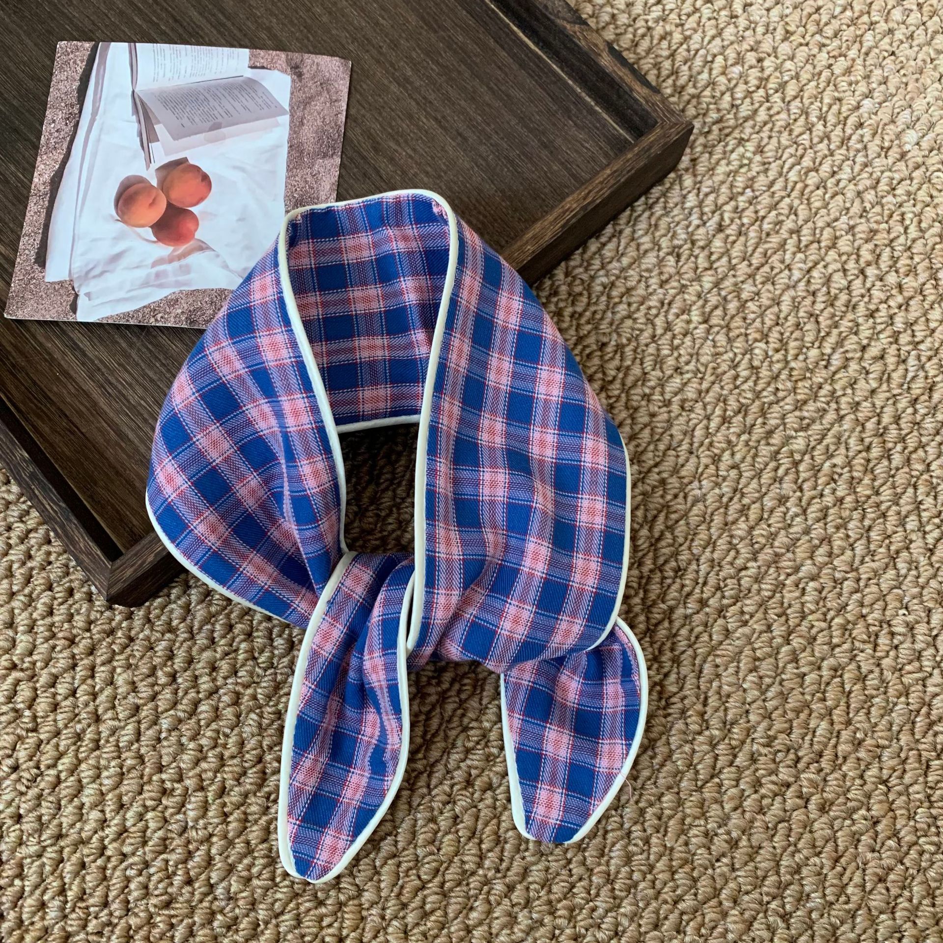 Pañuelo a cuadros Pañuelo de seda largo de algodón para mujer verano nuevo estilo pequeño estampado accesorios de todo fósforo bufanda de cuello correa para el cabello atado