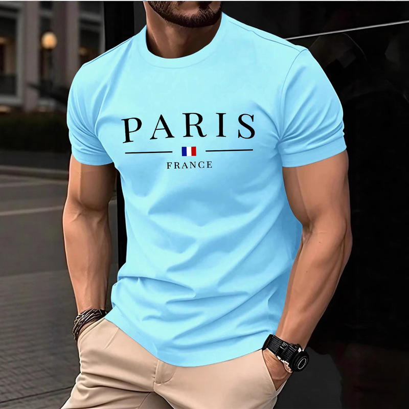 Men's 3D Letter Pattern Printing T-Shirt Men's Personalized Hip-Hop Street Clothing Cross-Border Trendy Brand