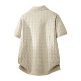 ZF8108-3D衫时尚高级T恤上衣美式麻花纹翻领针织短袖POLO男装，男装针织衫/毛衣，星座614