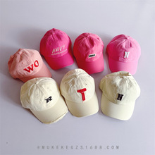 小众款儿童鸭舌帽子时尚粉色米色系女童宝宝街拍户外遮阳帽棒球帽