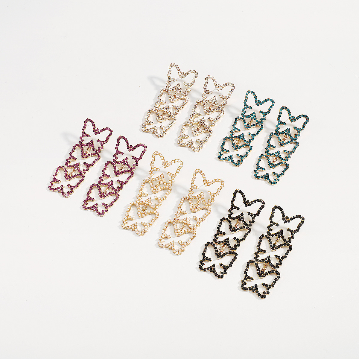 1 Pair Fashion Butterfly Alloy Plating Rhinestones Women's Drop Earrings display picture 14