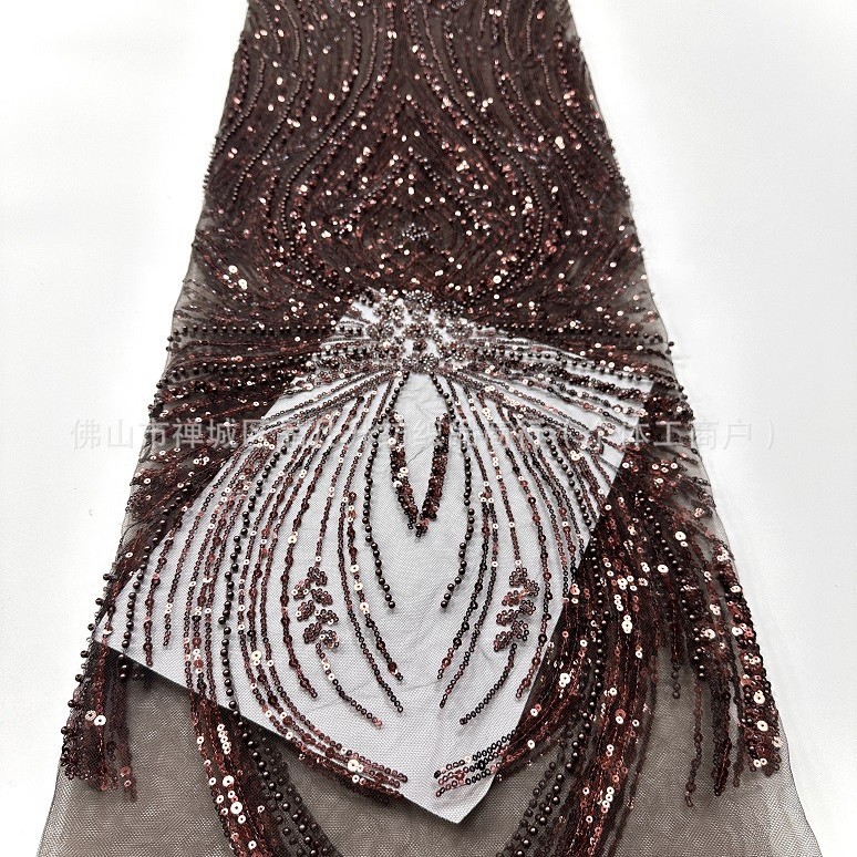 Fabricante fuente al por mayor de comercio exterior transfronterizo tela de cuentas de bordado lace vestido tela de moda