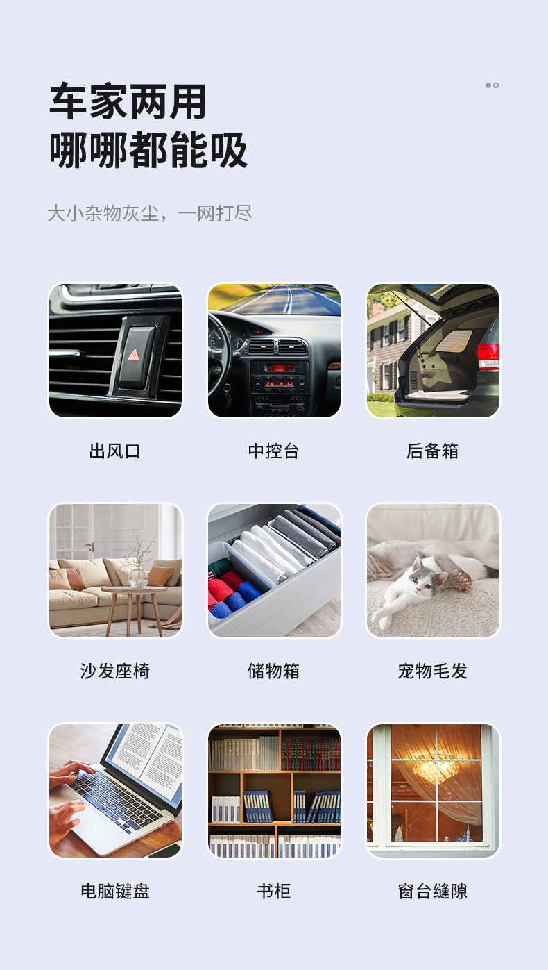 Multifunctional Wireless Vacuum Cleaner with High Suction Power, Suitable for Car and Home Use, All-In-One Portable Dust and Mite Removal Device