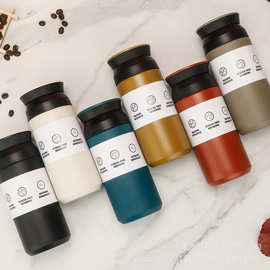 外贸商务便携日系元素杯简约高颜值车载咖啡杯提手不锈钢保温水杯