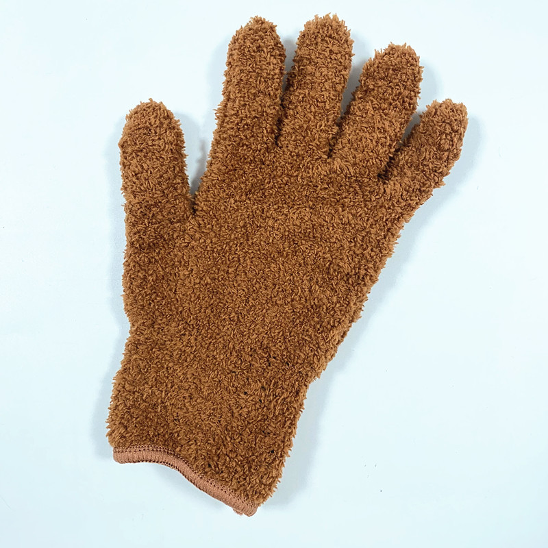 Guantes de polvo de fibra ultra fina guantes de coral guantes de lavado de coche limpieza color sólido de cinco dedos del hogar absorbente guantes de pelo seco